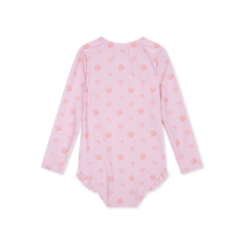 UV Swimsuit Girls With Long Sleeves - Pink - Shell Tastic
