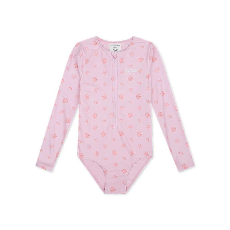 UV Swimsuit Girls With Long Sleeves - Pink - Shell Tastic
