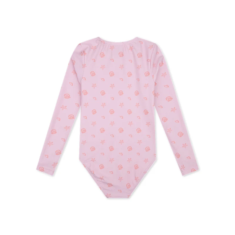 UV Swimsuit Girls With Long Sleeves - Pink - Shell Tastic