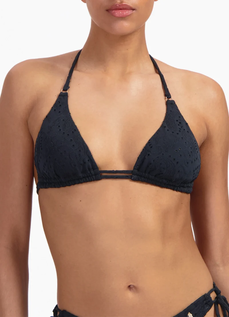 Black Embroidery triangel bikinitop