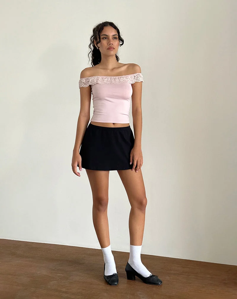 Nesel Bardot-Top in Babyrosa mit Glitzereffekt