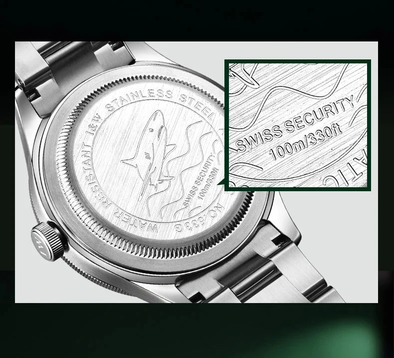 I&W Schweizer Luxus-Herren-Automatik-Taucheruhr – 100 m wasserdicht, Grün