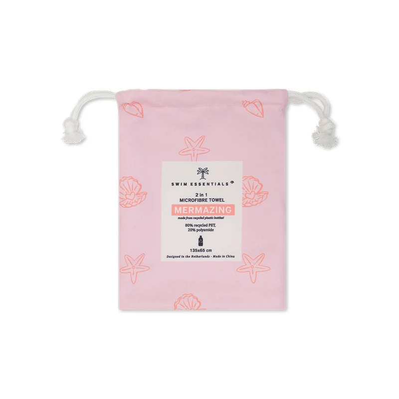 Beach Towel Microfiber - Pink - Shell Tastic - 135 x 65 cm