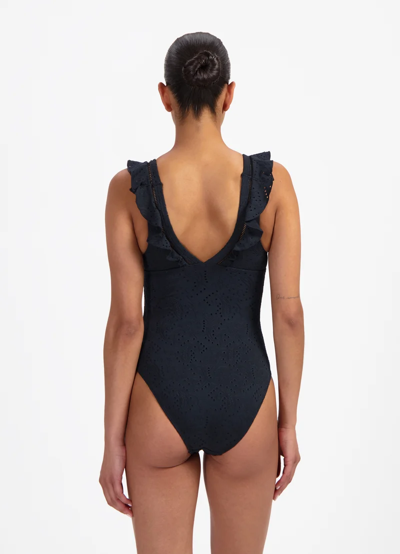 Black Embroidery ruches badpak