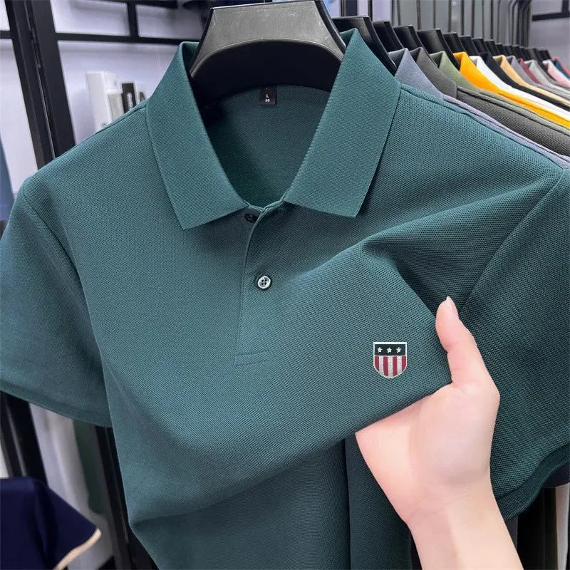 Luxuriöses Baumwoll-Poloshirt für Herren – 100 % Baumwolle, Kurzarm, bedrucktes Revers, ideal für Business und Freizeit