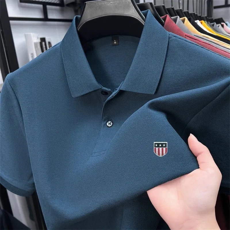 Luxuriöses Baumwoll-Poloshirt für Herren – 100 % Baumwolle, Kurzarm, bedrucktes Revers, ideal für Business und Freizeit