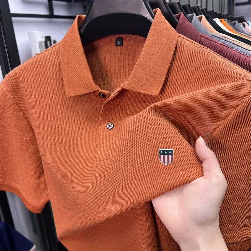 Luxuriöses Baumwoll-Poloshirt für Herren – 100 % Baumwolle, Kurzarm, bedrucktes Revers, ideal für Business und Freizeit