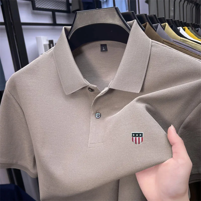 Luxuriöses Baumwoll-Poloshirt für Herren – 100 % Baumwolle, Kurzarm, bedrucktes Revers, ideal für Business und Freizeit