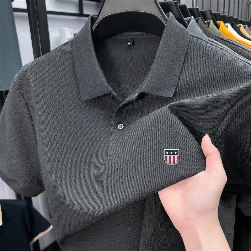 Luxuriöses Baumwoll-Poloshirt für Herren – 100 % Baumwolle, Kurzarm, bedrucktes Revers, ideal für Business und Freizeit