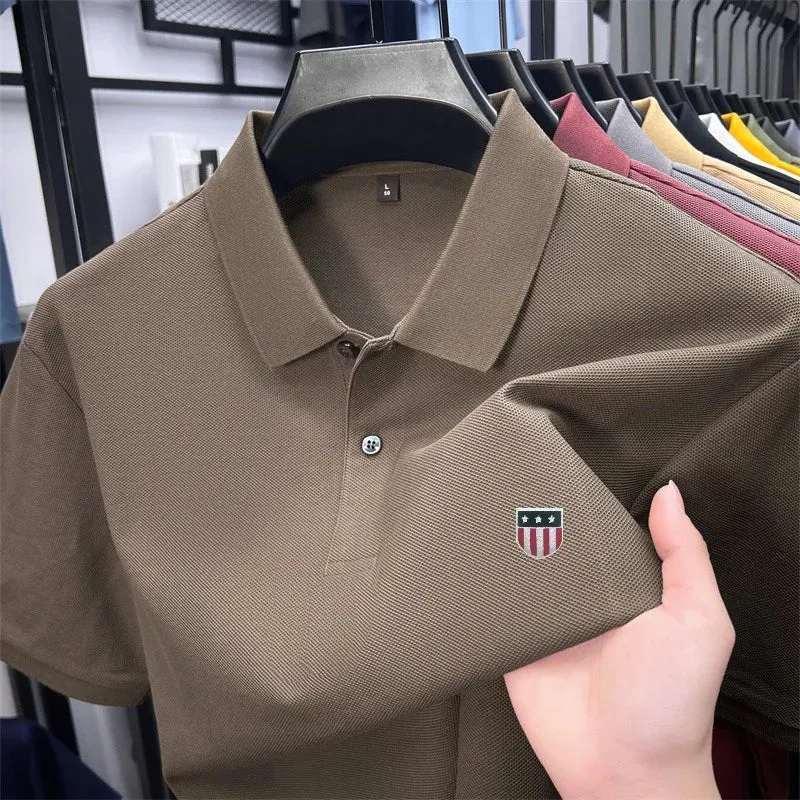 Luxuriöses Baumwoll-Poloshirt für Herren – 100 % Baumwolle, Kurzarm, bedrucktes Revers, ideal für Business und Freizeit
