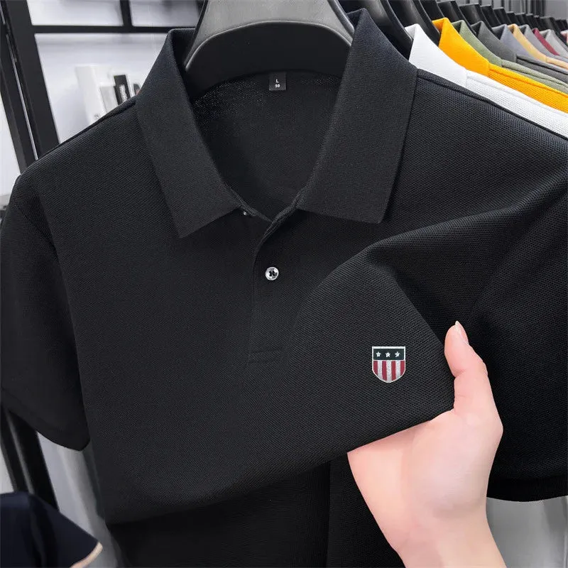 Luxuriöses Baumwoll-Poloshirt für Herren – 100 % Baumwolle, Kurzarm, bedrucktes Revers, ideal für Business und Freizeit
