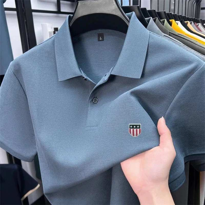 Luxuriöses Baumwoll-Poloshirt für Herren – 100 % Baumwolle, Kurzarm, bedrucktes Revers, ideal für Business und Freizeit