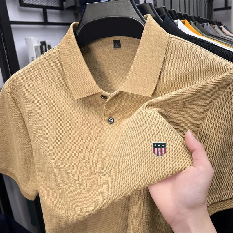 Luxuriöses Baumwoll-Poloshirt für Herren – 100 % Baumwolle, Kurzarm, bedrucktes Revers, ideal für Business und Freizeit