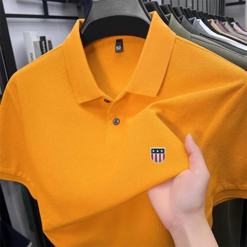 Luxuriöses Baumwoll-Poloshirt für Herren – 100 % Baumwolle, Kurzarm, bedrucktes Revers, ideal für Business und Freizeit