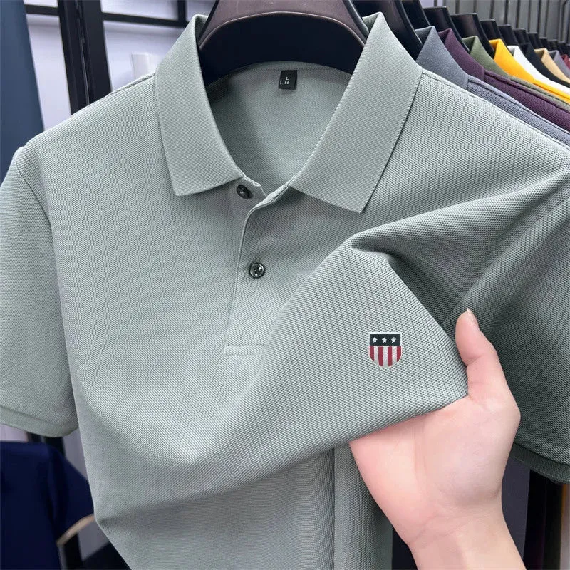 Luxuriöses Baumwoll-Poloshirt für Herren – 100 % Baumwolle, Kurzarm, bedrucktes Revers, ideal für Business und Freizeit