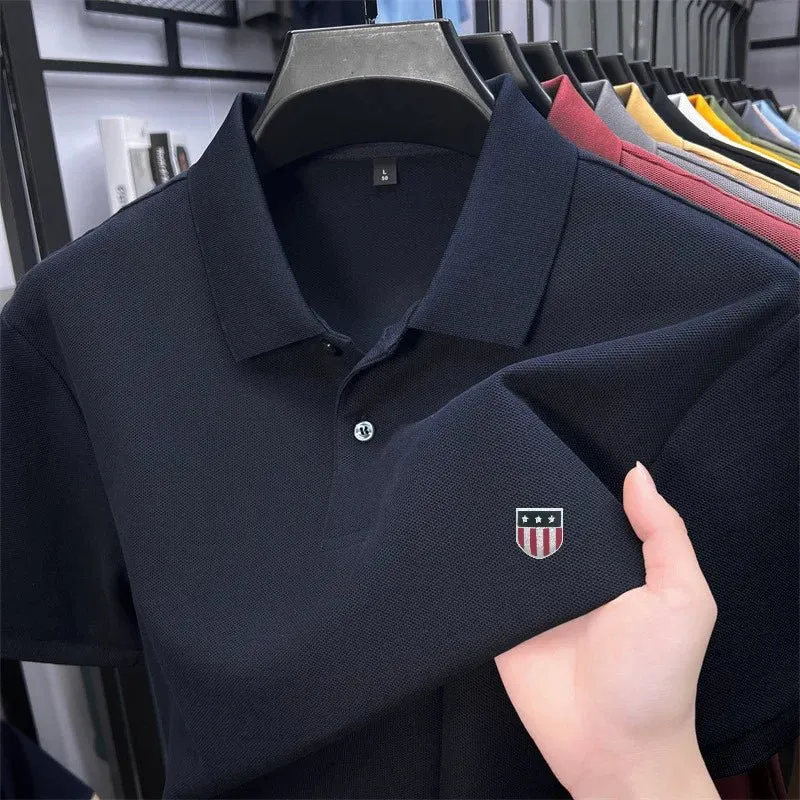 Luxuriöses Baumwoll-Poloshirt für Herren – 100 % Baumwolle, Kurzarm, bedrucktes Revers, ideal für Business und Freizeit