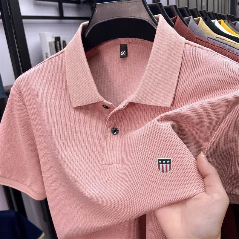 Luxuriöses Baumwoll-Poloshirt für Herren – 100 % Baumwolle, Kurzarm, bedrucktes Revers, ideal für Business und Freizeit
