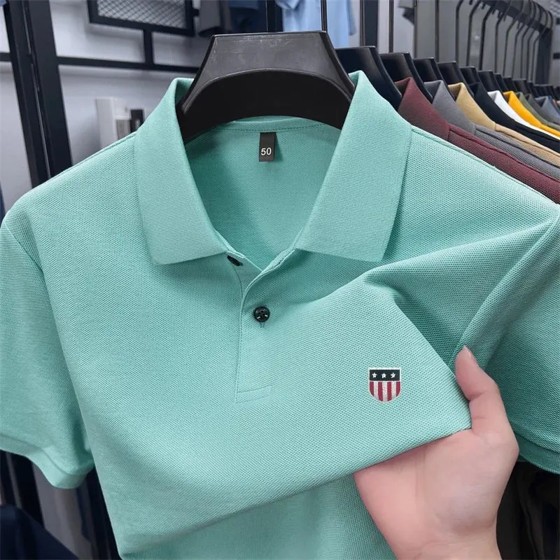 Luxuriöses Baumwoll-Poloshirt für Herren – 100 % Baumwolle, Kurzarm, bedrucktes Revers, ideal für Business und Freizeit
