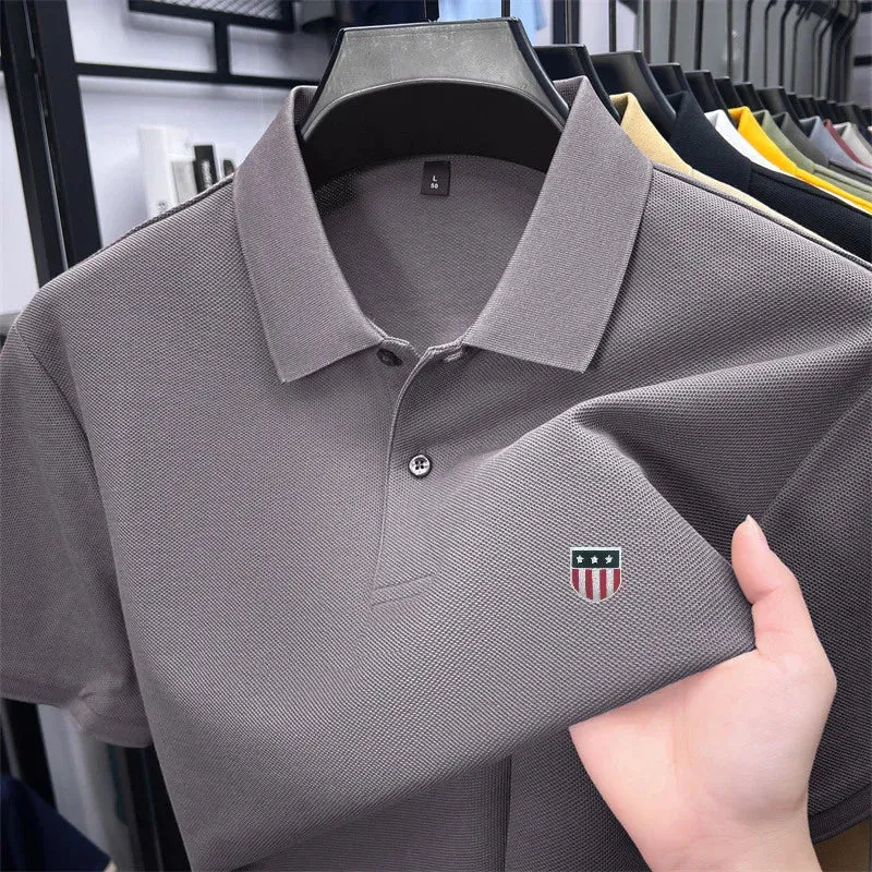 Luxuriöses Baumwoll-Poloshirt für Herren – 100 % Baumwolle, Kurzarm, bedrucktes Revers, ideal für Business und Freizeit