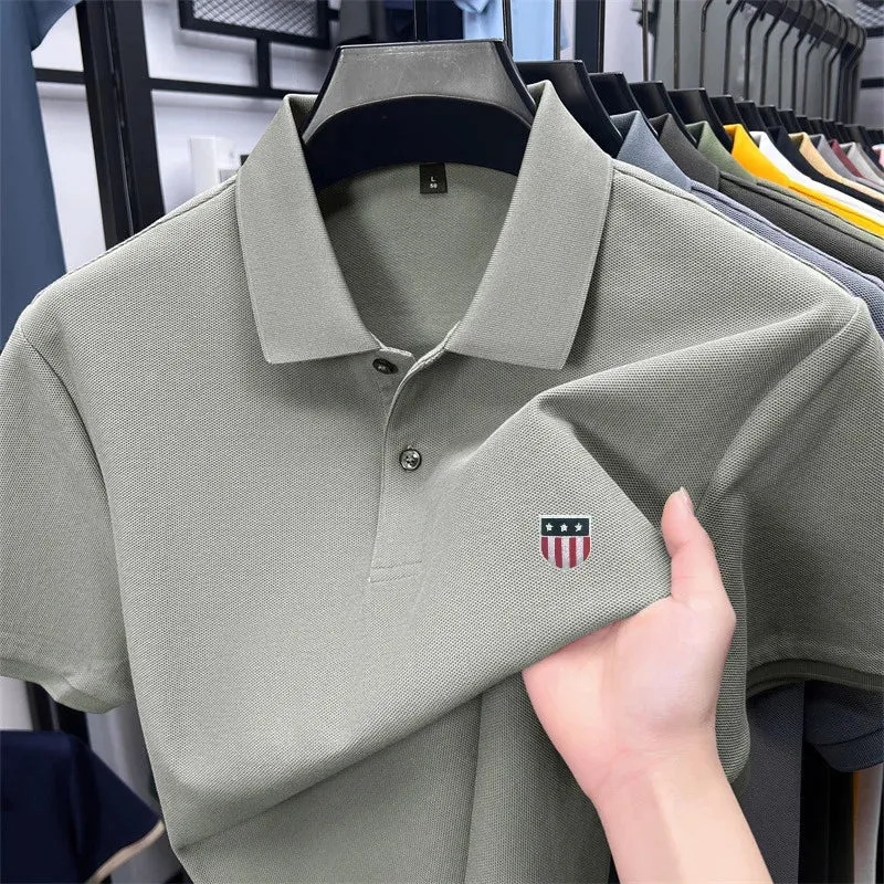 Luxuriöses Baumwoll-Poloshirt für Herren – 100 % Baumwolle, Kurzarm, bedrucktes Revers, ideal für Business und Freizeit