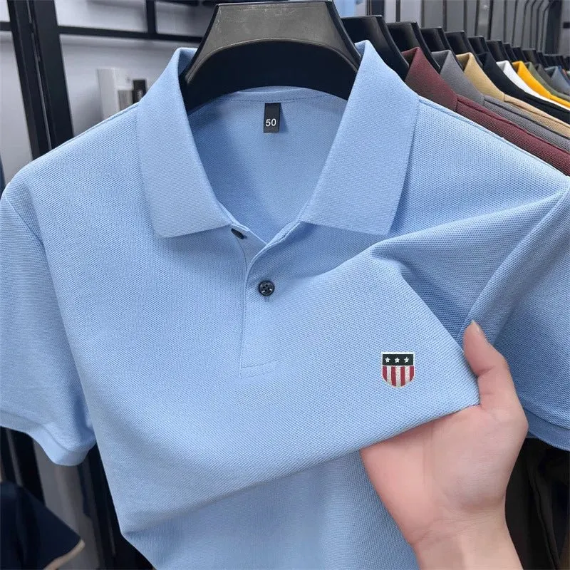 Luxuriöses Baumwoll-Poloshirt für Herren – 100 % Baumwolle, Kurzarm, bedrucktes Revers, ideal für Business und Freizeit