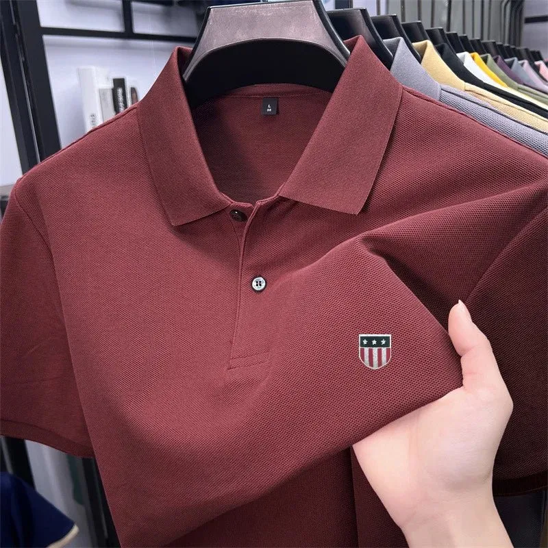 Luxuriöses Baumwoll-Poloshirt für Herren – 100 % Baumwolle, Kurzarm, bedrucktes Revers, ideal für Business und Freizeit