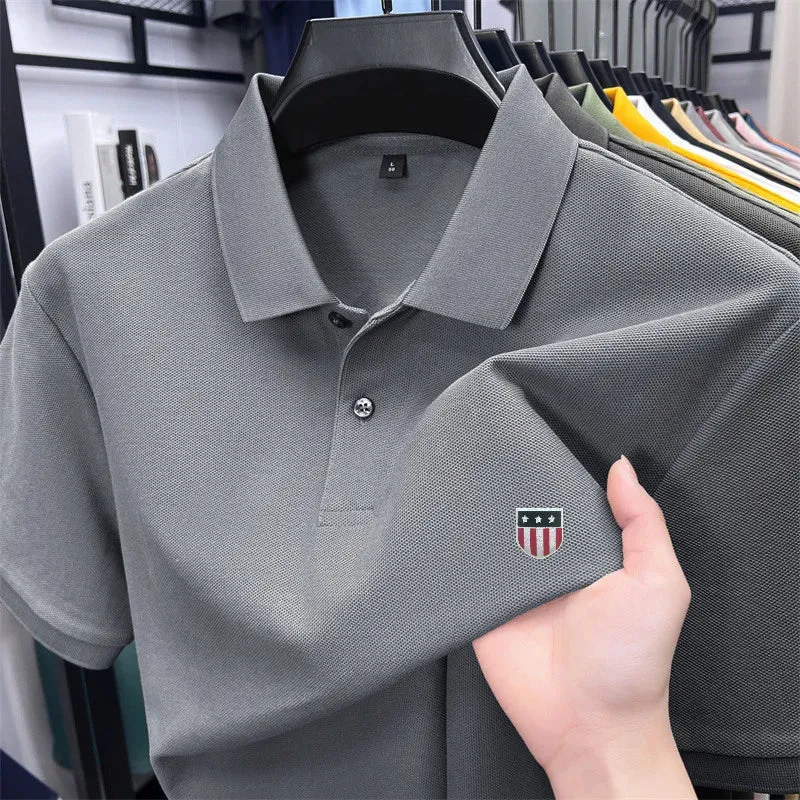 Luxuriöses Baumwoll-Poloshirt für Herren – 100 % Baumwolle, Kurzarm, bedrucktes Revers, ideal für Business und Freizeit