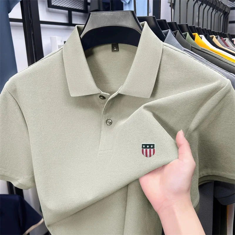 Luxuriöses Baumwoll-Poloshirt für Herren – 100 % Baumwolle, Kurzarm, bedrucktes Revers, ideal für Business und Freizeit