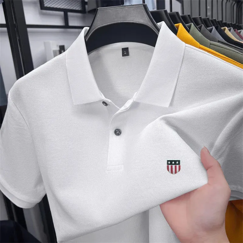 Luxuriöses Baumwoll-Poloshirt für Herren – 100 % Baumwolle, Kurzarm, bedrucktes Revers, ideal für Business und Freizeit
