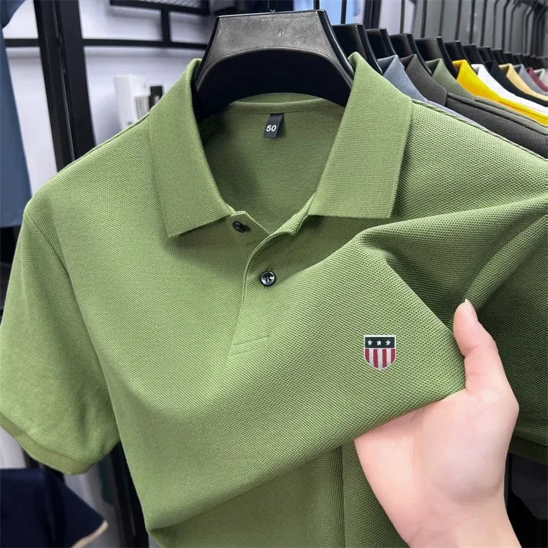 Luxuriöses Baumwoll-Poloshirt für Herren – 100 % Baumwolle, Kurzarm, bedrucktes Revers, ideal für Business und Freizeit