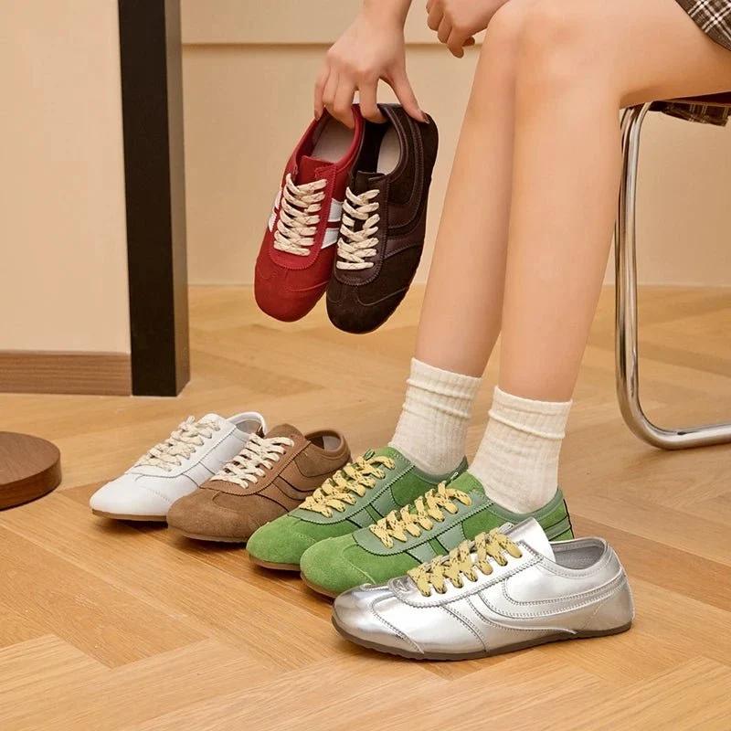 Retro-Sneaker für Damen aus echtem Leder – Trainingsschuhe in großen Größen