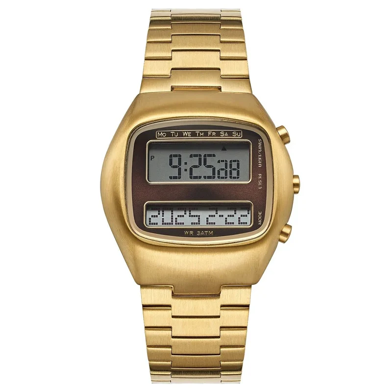 Retro-Digitaluhr für Herren mit Dual-Display, Edelstahlarmband und Hintergrundbeleuchtung