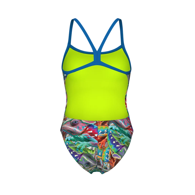 Arena Damen Schwimmanzug Challenge Back Iguanas Multicolor-Blue River