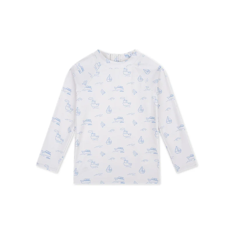 UV Swimming T-Shirt Long Sleeves - Beige/Blue - Seas The Day