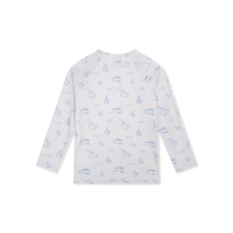 UV Swimming T-Shirt Long Sleeves - Beige/Blue - Seas The Day