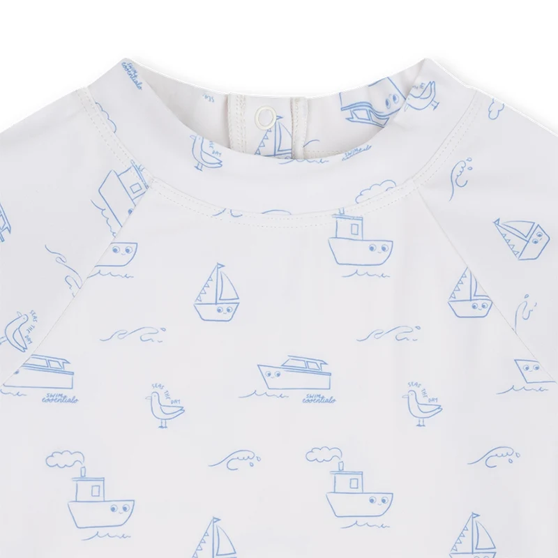 UV Swimming T-Shirt Long Sleeves - Beige/Blue - Seas The Day