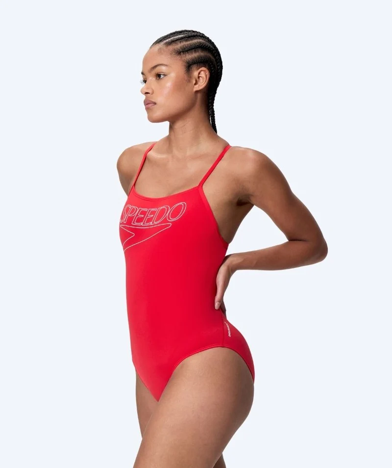 Speedo Badeanzug für Damen - Endurance Logo Thin Strap - Rot