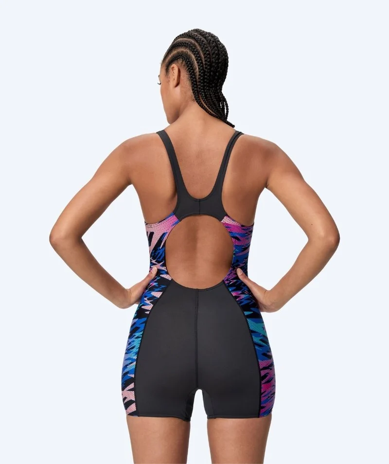 Speedo Badeanzug mit Bein für Damen - Hyperboom Splice Muscleback - Schwarz/Rosa