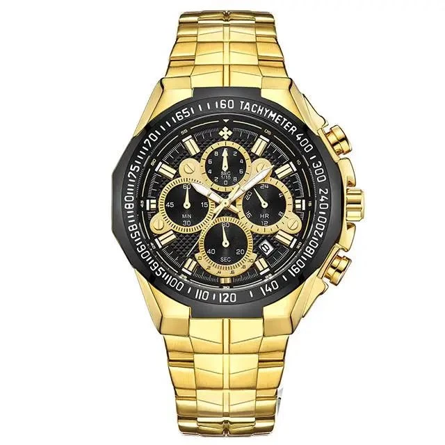 WWOOR Luxus-Herrenarmbanduhr - Goldener Chronograph Modell 2021