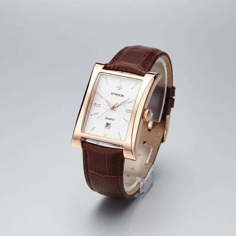 Wwoor Herren-Armbanduhr, wasserdicht – Stilvolle Lederarmbanduhr für jeden Anlass