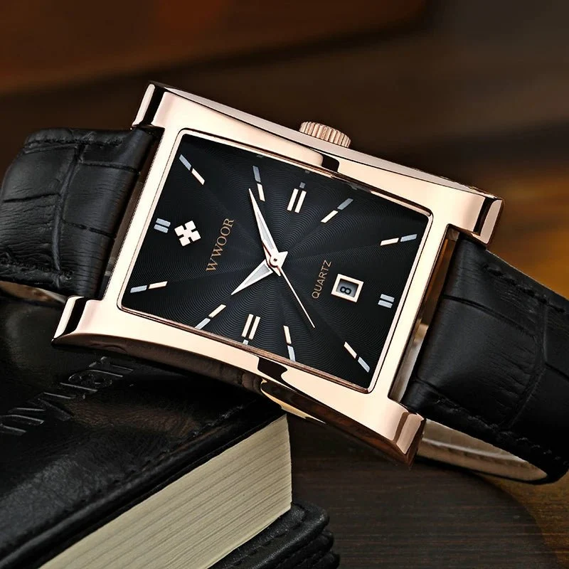 Wwoor Herren-Armbanduhr, wasserdicht – Stilvolle Lederarmbanduhr für jeden Anlass