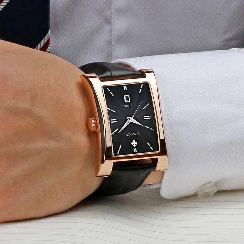 Wwoor Herren-Armbanduhr, wasserdicht – Stilvolle Lederarmbanduhr für jeden Anlass
