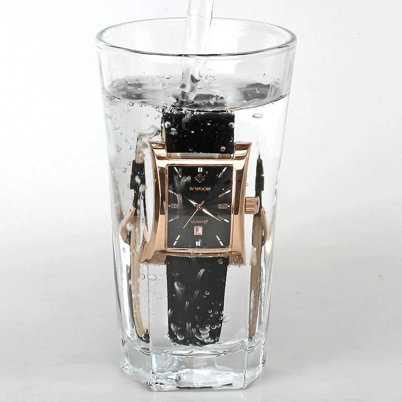 Wwoor Herren-Armbanduhr, wasserdicht – Stilvolle Lederarmbanduhr für jeden Anlass