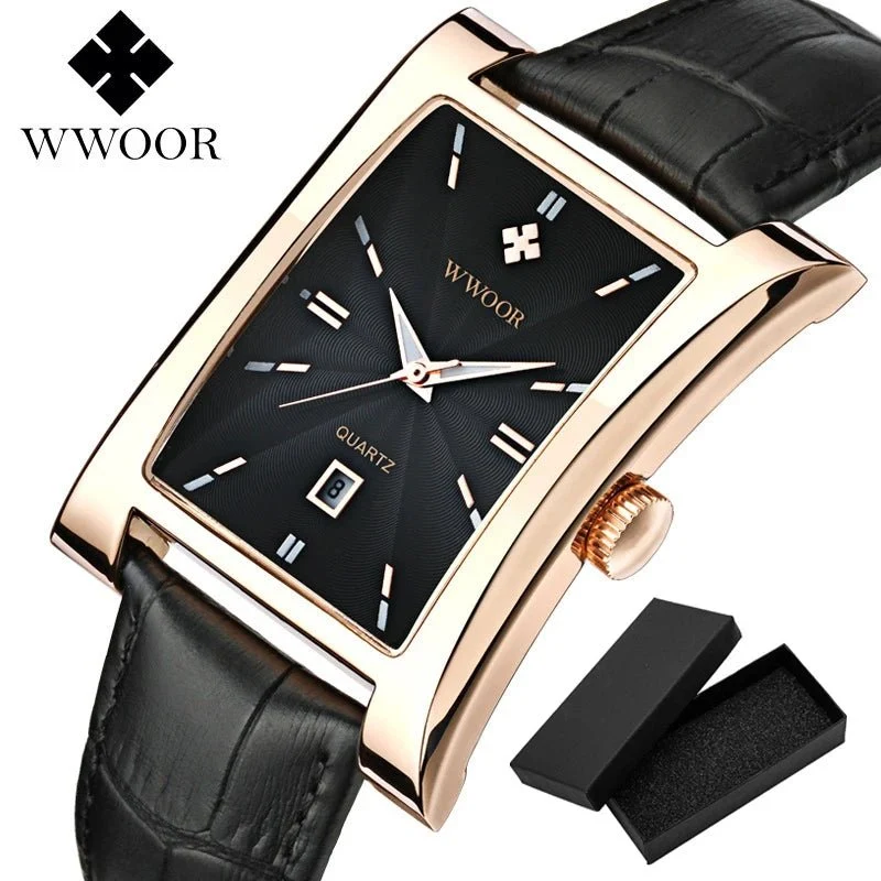 Wwoor Herren-Armbanduhr, wasserdicht – Stilvolle Lederarmbanduhr für jeden Anlass