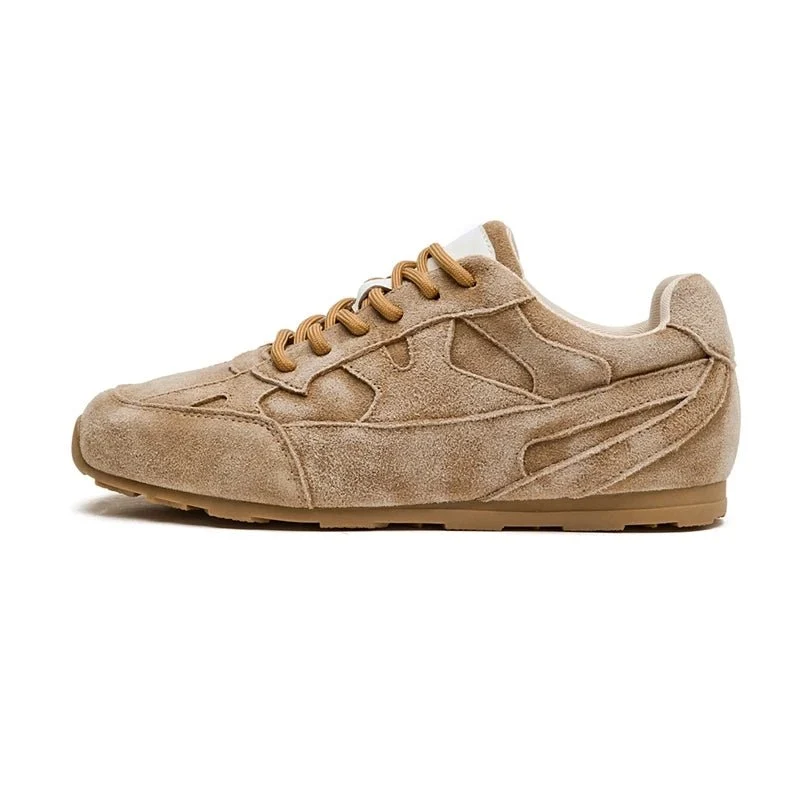 AIYUQI Damen Retro-Sneaker aus echtem Leder, flache Trainingsschuhe für einen modernen Stil