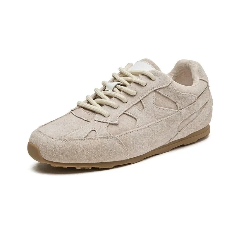 AIYUQI Damen Retro-Sneaker aus echtem Leder, flache Trainingsschuhe für einen modernen Stil