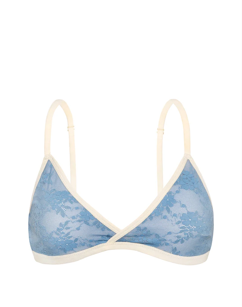 Lakara BH aus blauem Mesh mit elfenbeinfarbener Bindung