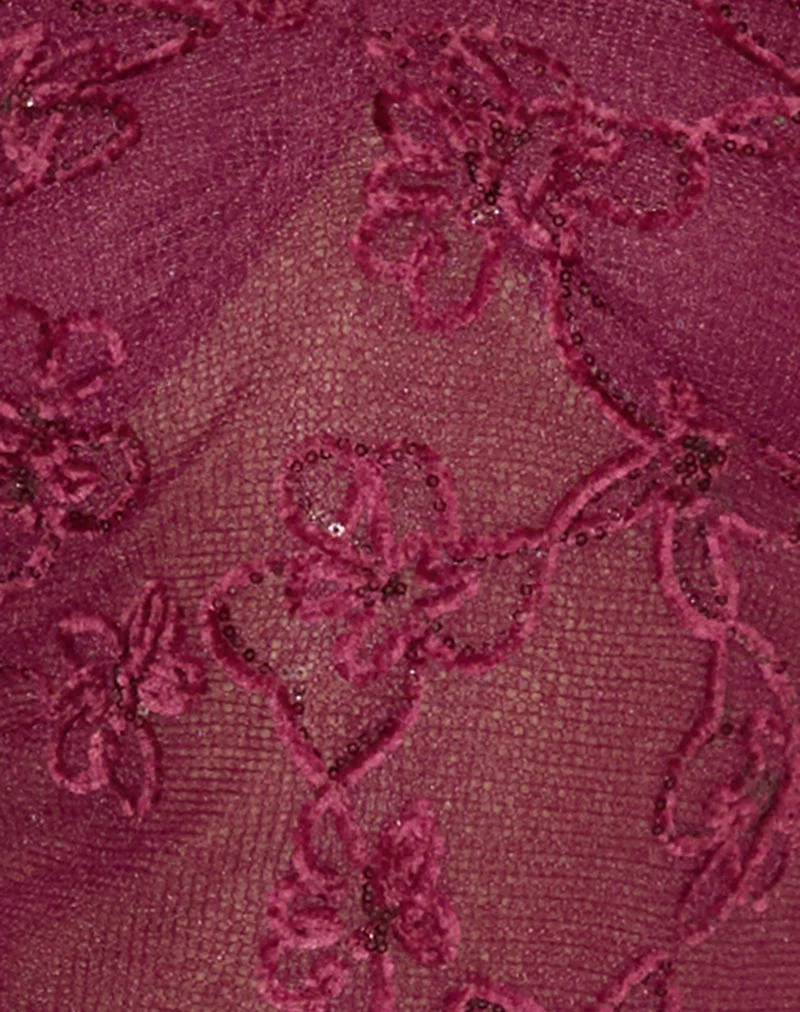 Ruwi Neckholder-Top aus Paillettenstrick in Burgund