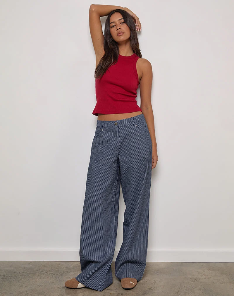 Geräumige extra weite Low Rise Jeans in Nadelstreifenwaschung Indigo
