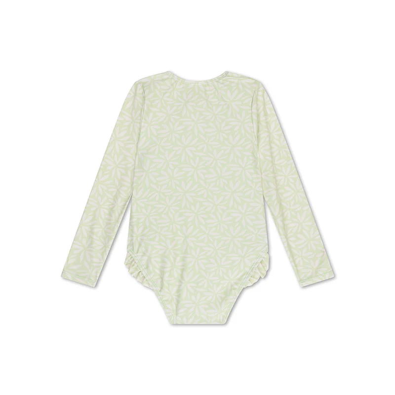 UV Swimsuit Girls With Sleeves - Green - Matcha